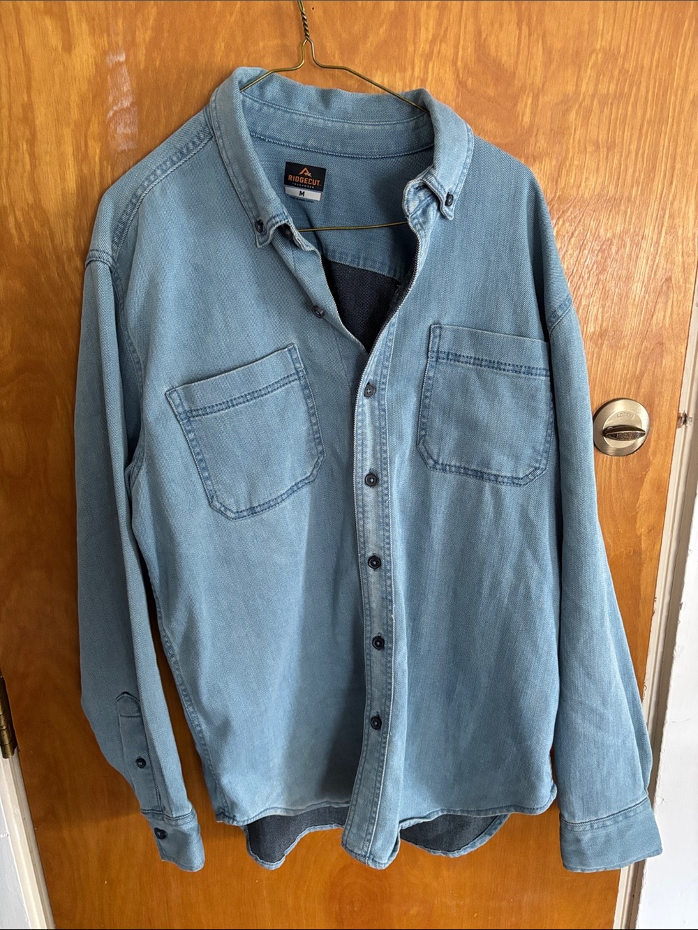 Bridgecut Men's Light Blue Denim Button-Down Shirt